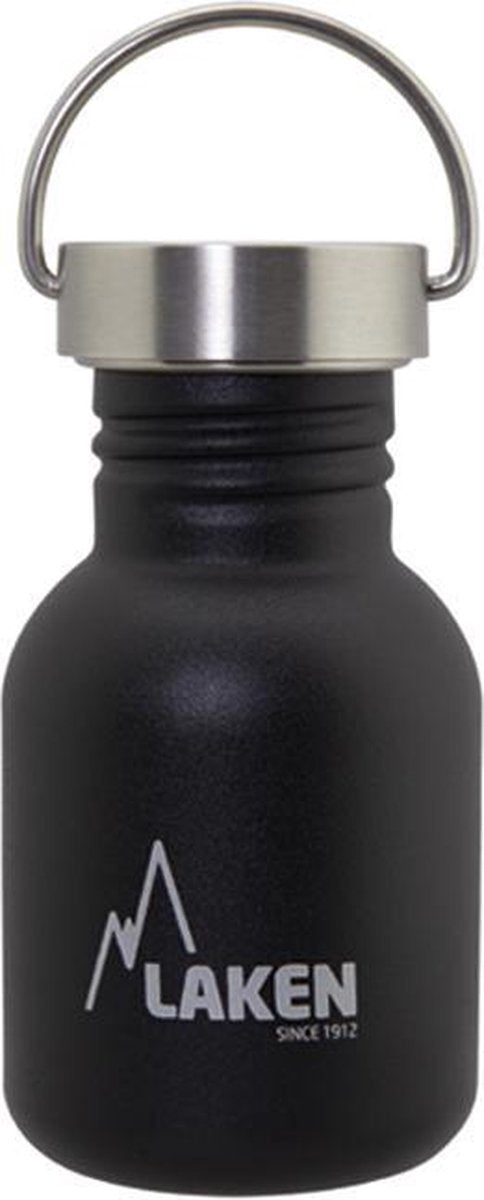 RVS fles RVS fles Basic Steel Bottle 350ml S/S Cap - Zwart