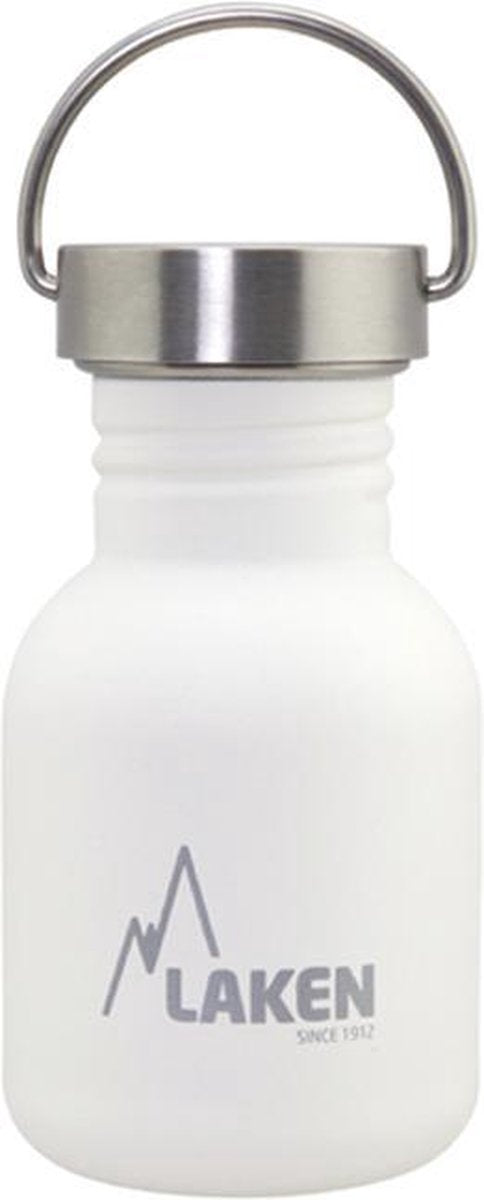RVS fles Basic Steel Bottle 350ml S/S Cap - Wit