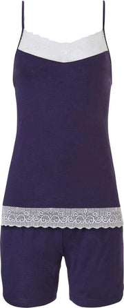 Blauwe shortama spaghettibandjes Pastunette
