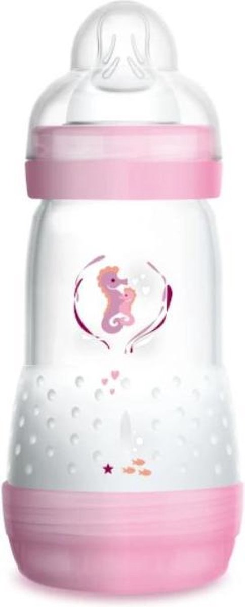 MAM  260ml ANTI-COLIC ZUIGFLES 2+ Medium flow Roze