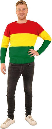 Gebreide sweater rood/geel/groen gebreid mt.176