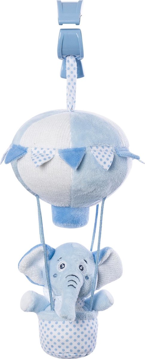 Saro Hangfiguur Heteluchtballon Met Rammelaar Olifant Blauw