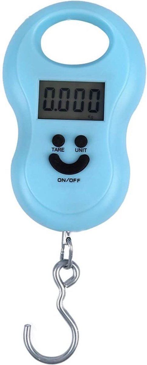 Doodadeals® | Digitale Bagage Weegschaal met Weeghaak | Digitaal | Kofferweegschaal | Hangweegschaal | Bagageweger | max. 45 kg | Blauw