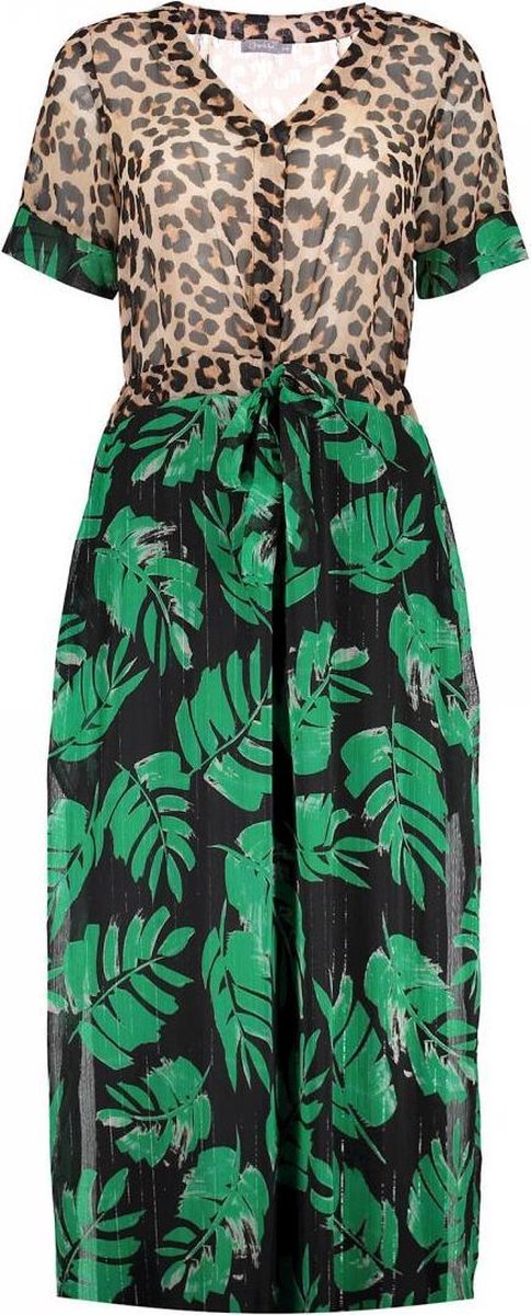 Geisha Dress Combi Leopard & Leaves - S