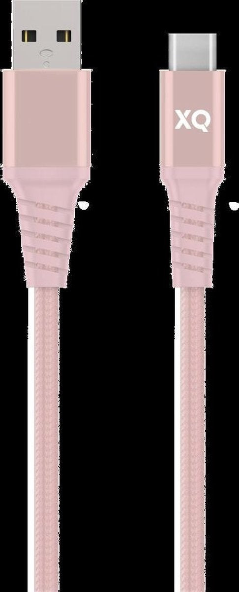 Xqisit Extra Strong Braided USB-A naar USB-C Kabel 2 Meter - Roségoud