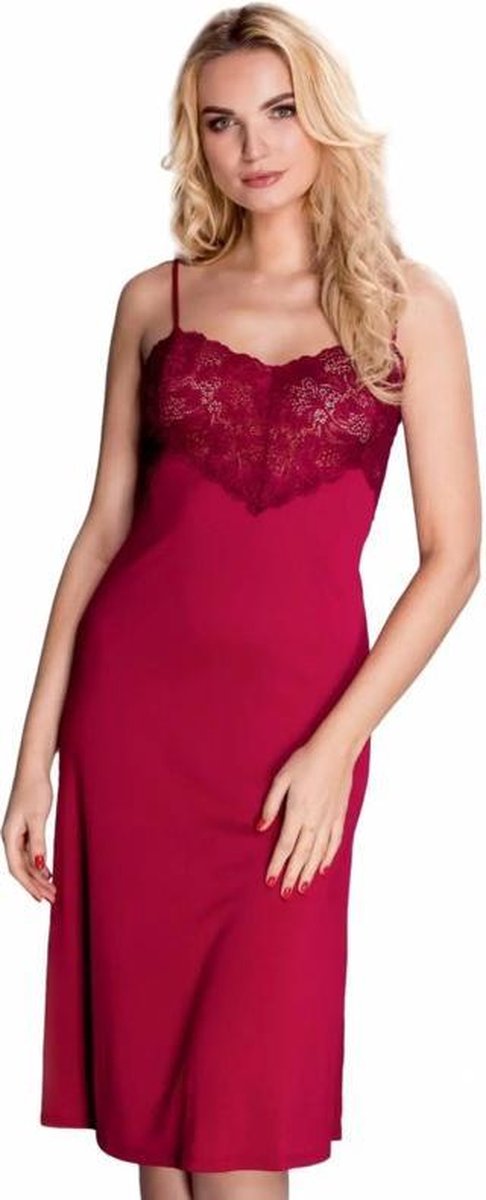 Mewa mooie nachtjurkie - Flamenco- bordeaux rood 44