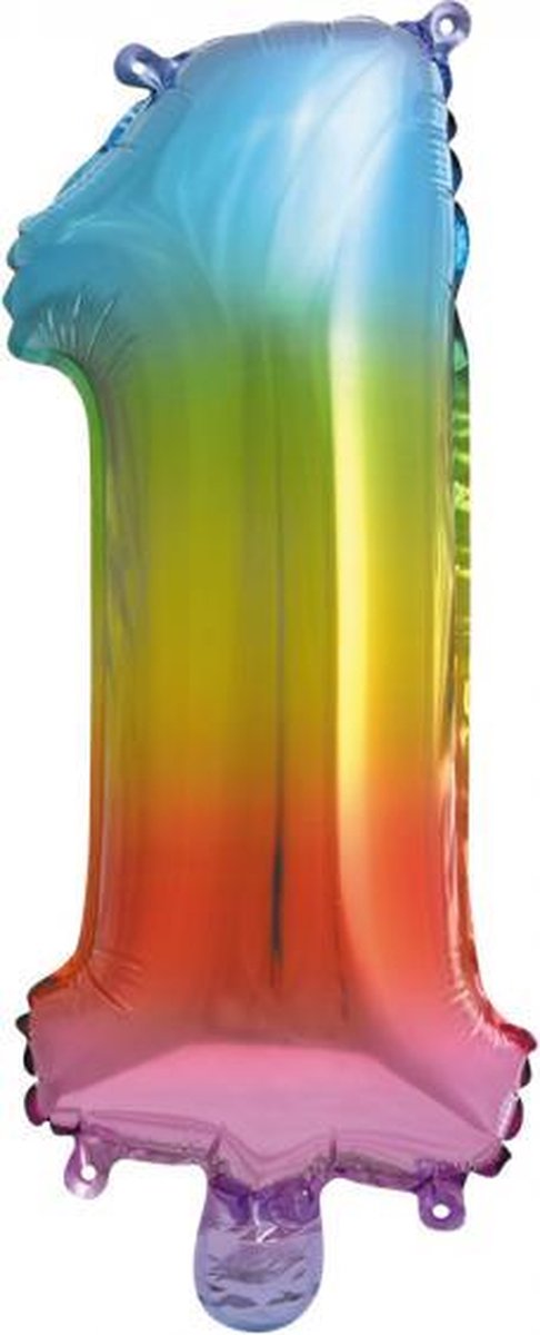 Folieballon nr. 1 Regenboog 41cm