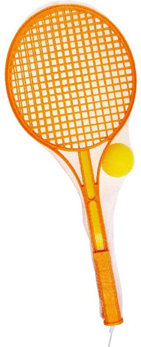 KINDER TENNISSET KLEUR + BAL IN NET | ORANJE | TENNIS | SOFTBAL | ZACHTE BAL | BUITENSPORT |