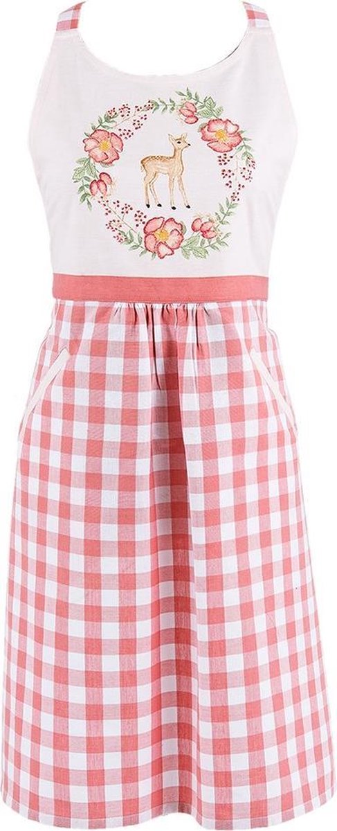 Clayre & Eef Keukenschort SWD41A 70*85 cm - Roze Katoen BBQ SchortKookschort