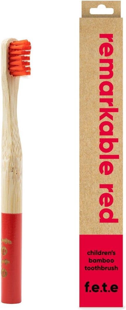 Bamboe kindertandenborstel 'remarkable red'