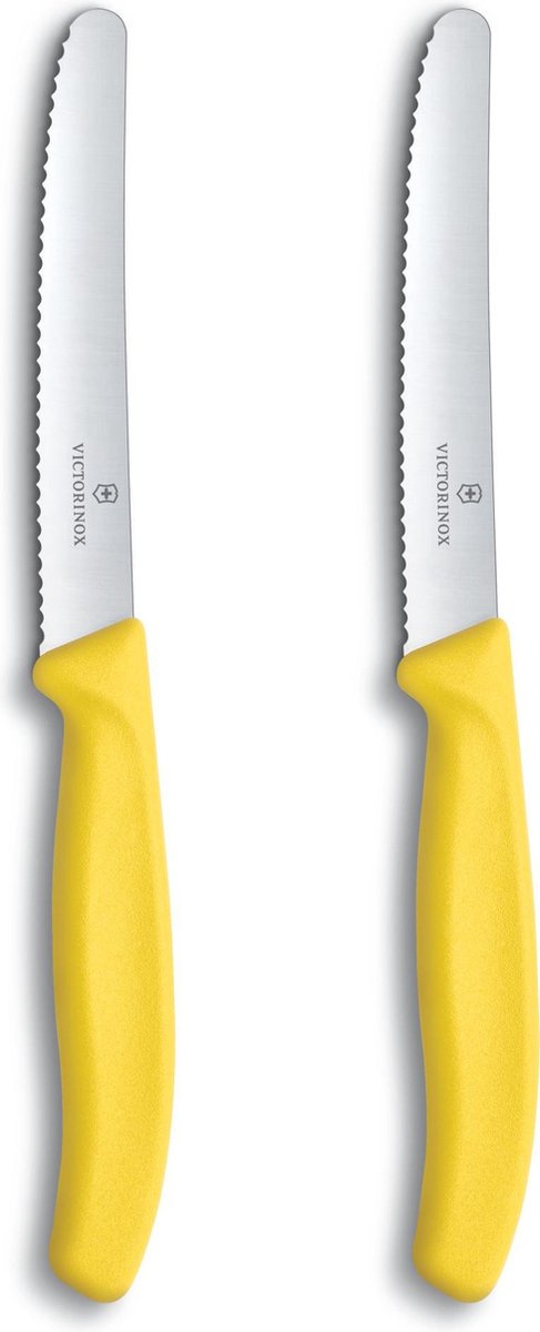 Victorinox Zwitsers klassiek zakmes met golvende rand 11 cm Geel 2-pack
