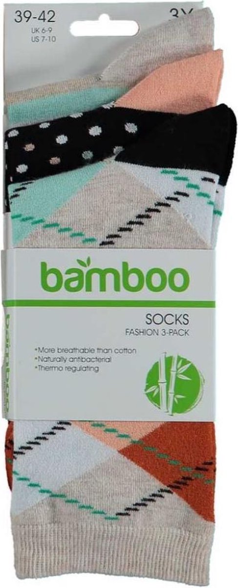 Apollo Sokken Fashion Bamboo Dames Argyle 3-pack Mt 39/42