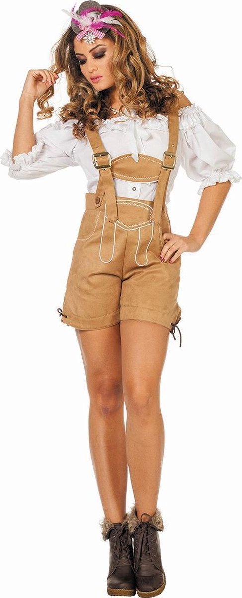 Bayernhose kort de luxe beige tiroler broek voor dame