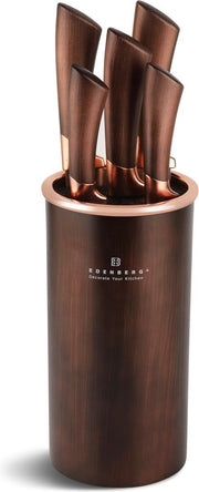 Edënbërg Brown Line - Messenset met Universele Messenhouder - 6 delig - Ø 11 cm