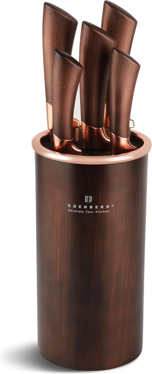 Edënbërg Brown Line - Messenset met Universele Messenhouder - 6 delig - Ø 11 cm