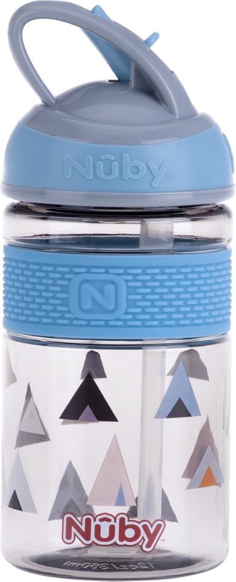 Nuby 2 In 1 Beker Met Harde Tuit Tritan 360ml Grijs/blauw 3jaar+