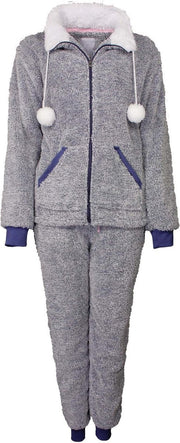Tenderness dames luxe huispak deelbare rits in blauw melange TEHSD2801A Maten: S