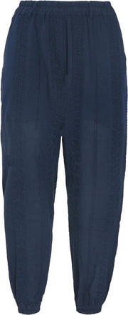 Cassis - Katoenen broek met borduurwerk - Marineblauw