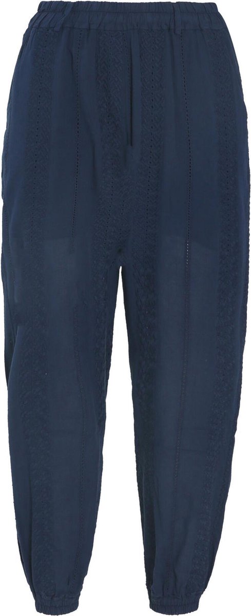 Cassis - Katoenen broek met borduurwerk - Marineblauw