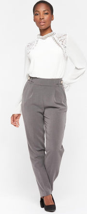 Broek met decoratieve knopen - Donker Grijs