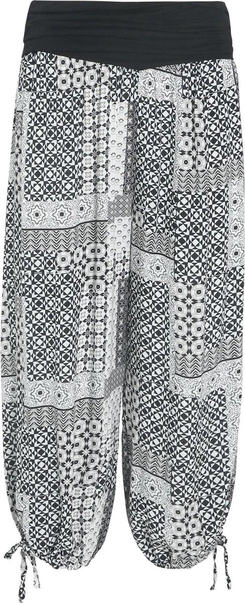 Cassis - Kuitbroek in viscose met tropische print - Zwart