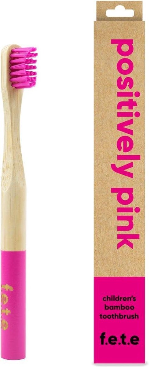 Bamboe kindertandenborstel 'positively pink'