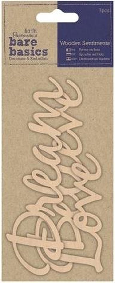 Houten Sentimenten (3 stuks) - Bare Basics - Dream