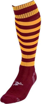 Precision Voetbalsokken Hooped Junior Nylon Donkerrood/geel Mt 30-34