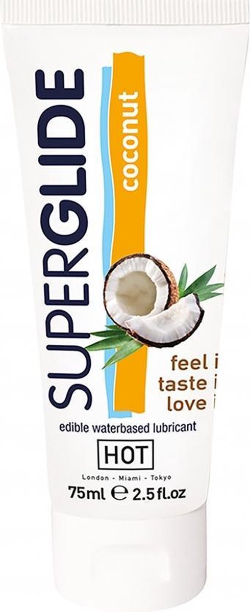 HOT Superglide edible lubricant waterbased - coconut - 75 ml - Lubricants - Discreet verpakt en bezorgd