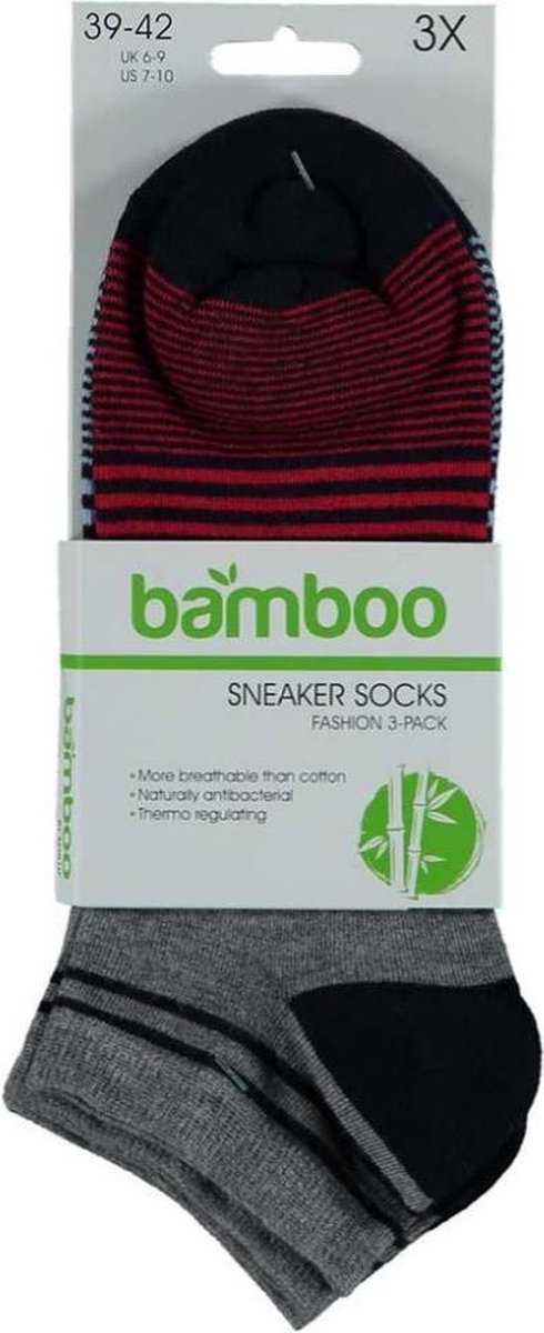 Apollo Sneakersokken Fashion Bamboo Heren Grijs 3-pack Mt 39/42