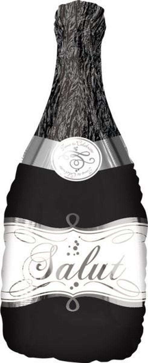 SuperShape Bubbly Wine Bottle Black Foil Balloon P30 packed
