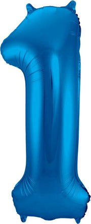 Ballon Cijfer 1 Jaar Blauw Verjaardag Versiering Blauwe Helium Ballonnen Feest Versiering 86 Cm XL Formaat Met Rietje
