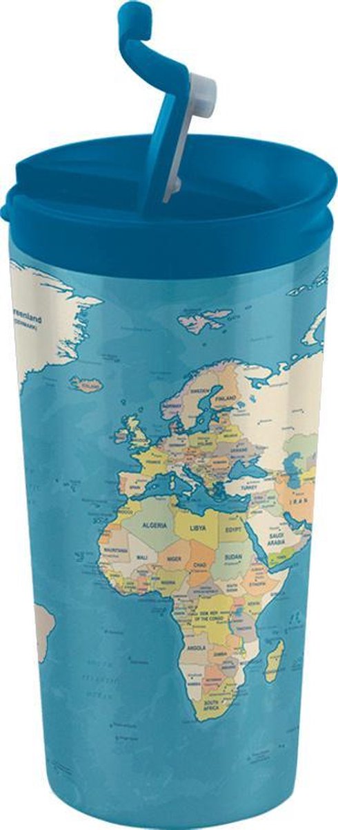 I-drink Thermosbeker Kaart Dubbelwandig 350 Ml Rvs Blauw