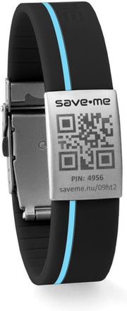 Sportarmband zwart/azuur + gratis Premium SOS profiel