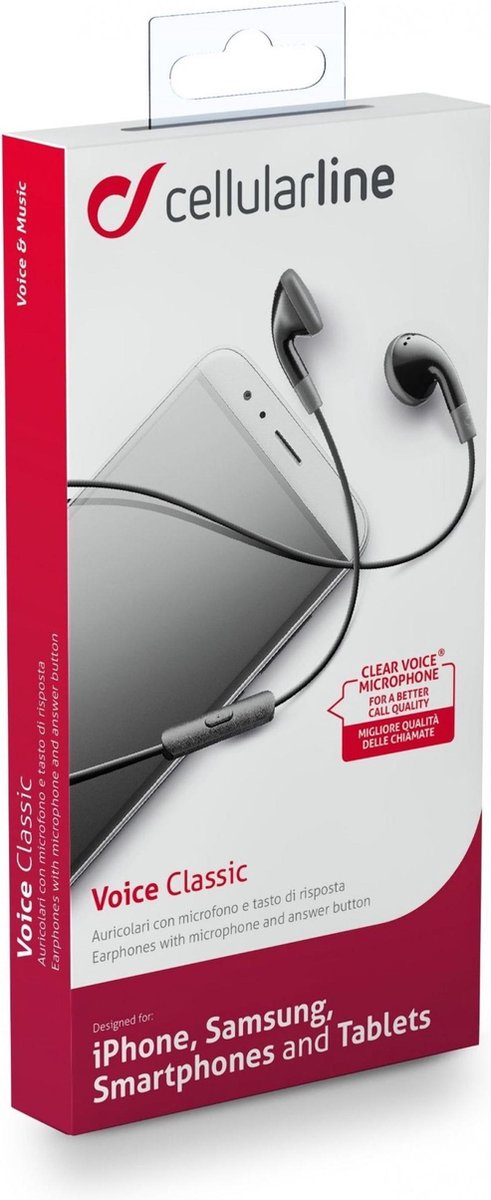Cellular Line AUCLASSICK In-ear Stereofonisch Bedraad Zwart mobiele hoofdtelefoon
