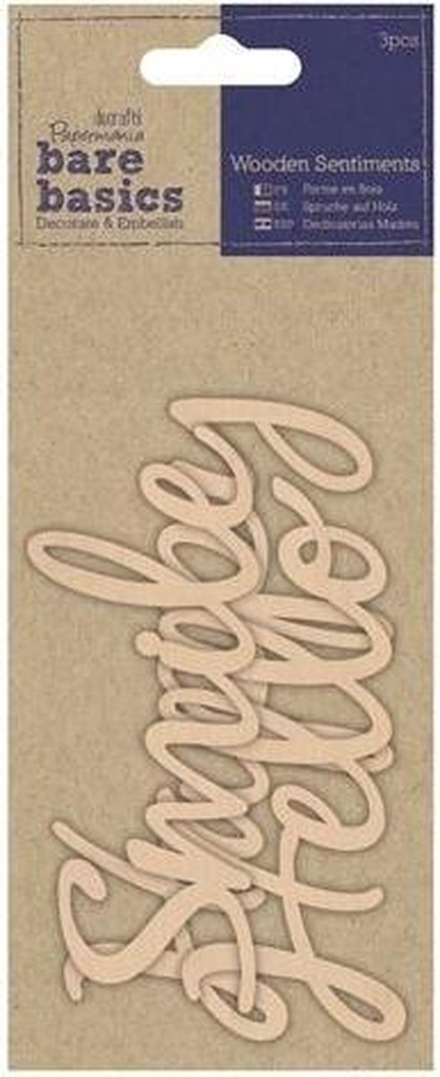 Houten Sentimenten (3 stuks) - Bare Basics - Hello