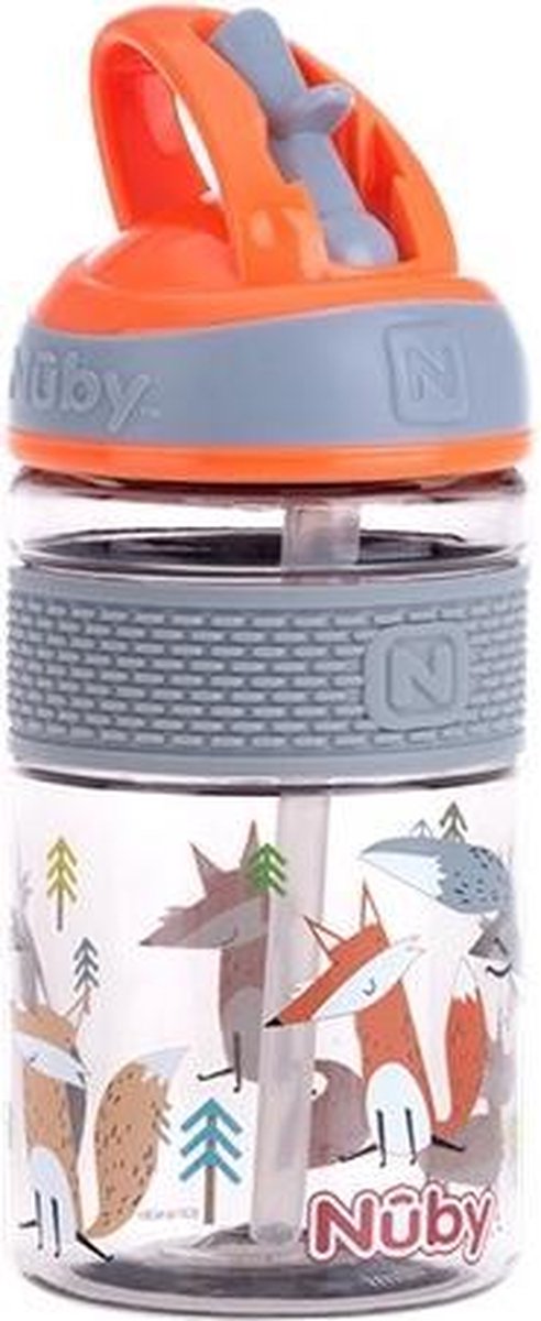 Nuby 2 In 1 Beker Met Harde Tuit Tritan 360ml Oranje/grijs 3jaar+