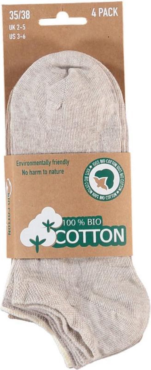 Sneakersokken - 100% bio katoen - Beige - Maat 35-38