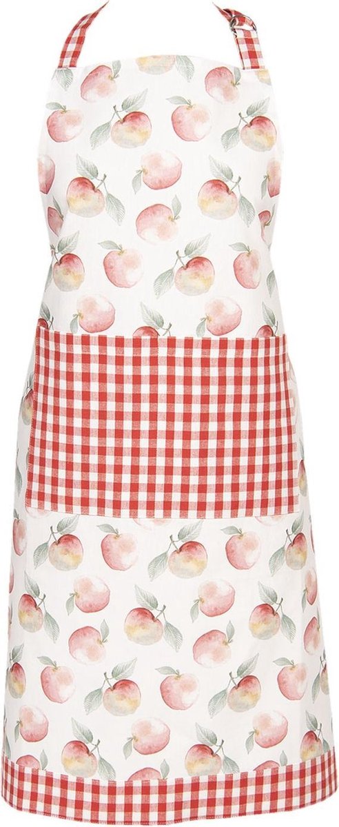 Clayre & Eef Keukenschort 70*85 cm Meerkleurig Katoen Appels BBQ Schort Kookschort