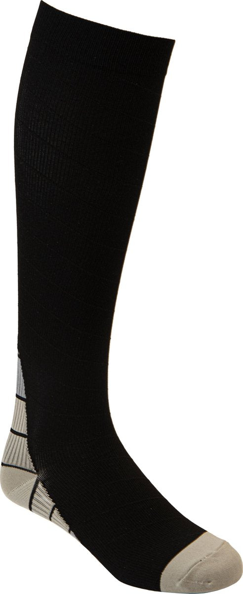 Compressiekousen voor hardlopen en reizen zwart met grijze hak mannen en vrouwen maat S/M (36-41)