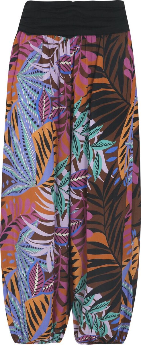 Cassis - Broek in viscose met palmprint - Aubergine