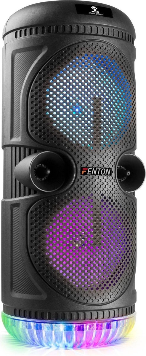 Bluetooth speaker - Fenton SPS75 Bluetooth karaoke speaker met LED discolampen