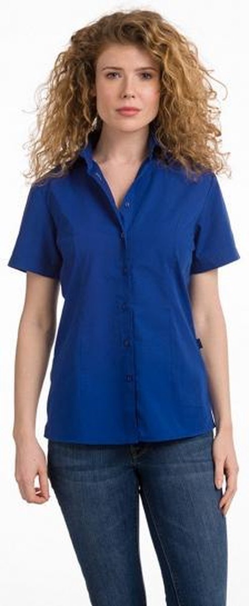 Dames overhemd blauw korte mouw XL