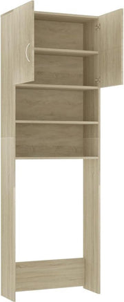 vidaXL Wasmachinekast 64x25.5x190 cm spaanplaat Sonoma eikenkleur