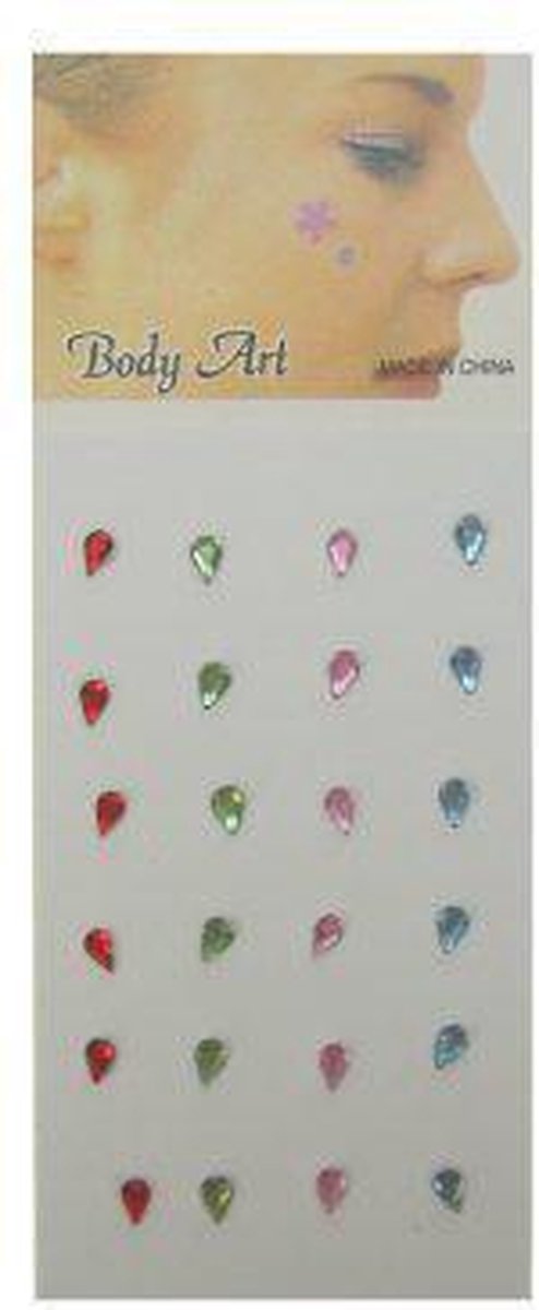 Body Art Minuscule Fancy gezicht / Body Jewels in Druppel Vorm Multicolour