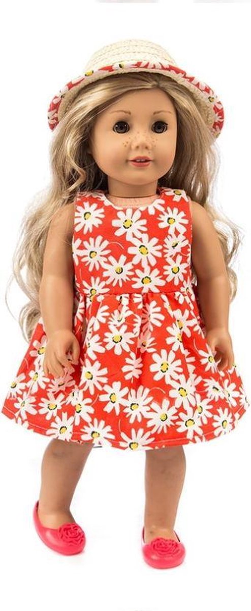 Akyol® Poppenkleding – Baby – Rood – Bloemetjes – Poppenkleertjes – 45 cm