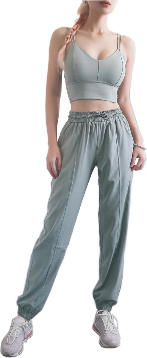 Su.B.dgn Yoga Fitness Kleding Set voor Dames - Sportbroek Dames en Sport Top Dames - Workout Broek en Yoga Top - Groen