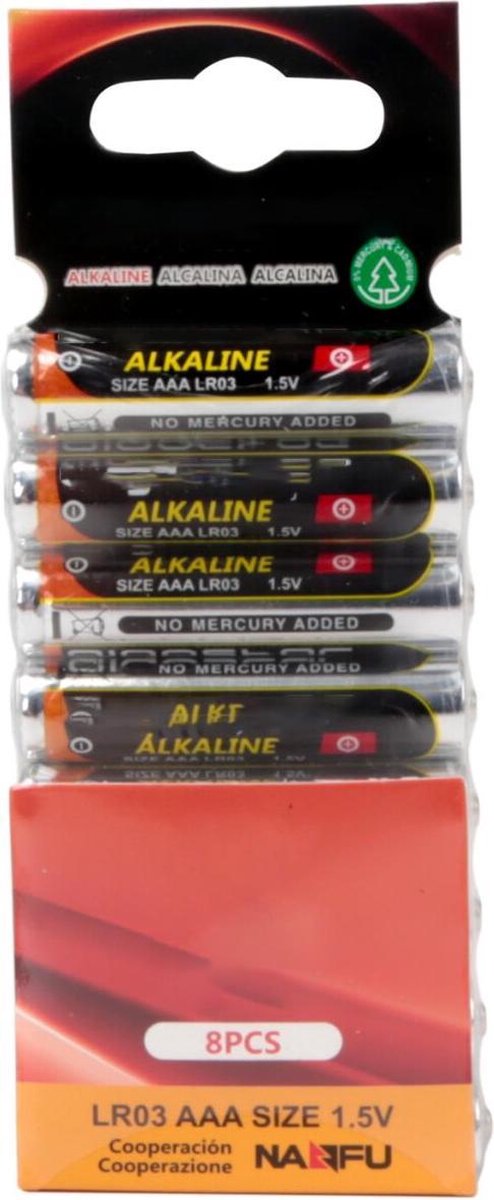 Batterij - Igna Sio - AAA/LR03 - 1.5V - Alkaline Batterijen - 8 Stuks