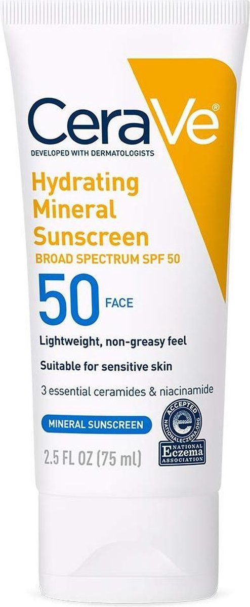 CeraVe Hydraterende minerale zonnebrandcrème SPF 50 gezichtslotion - 75ml - gezichtscrème