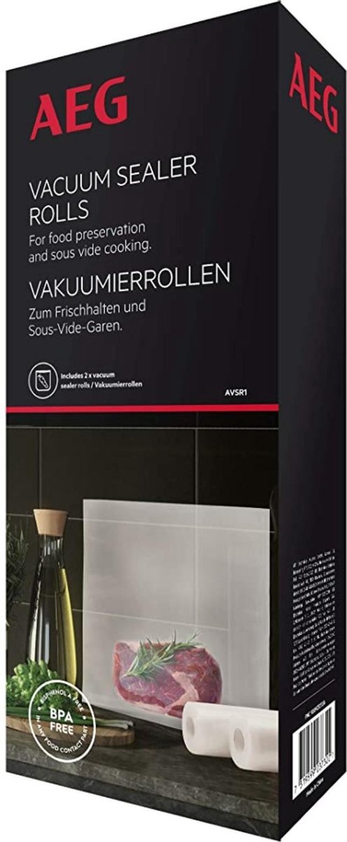 AEG AVSR1 Vacuumrollen - BPA VRIJ -  2 rollen 28x600 - scheurvast - Foliezakjes voor vacuum sealer - vacumeermachine - Vacuumrollen - Vacuumzakken - Folierollen - Vacuumfolie - Folierol